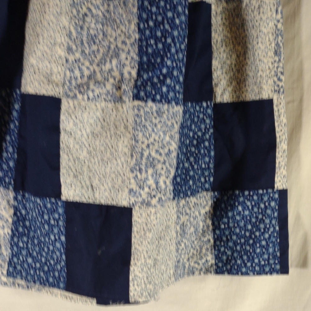 Vintage Handmade Blue & White Floral Patchwork A-Line Skirt - Size M - Picture 9 of 11